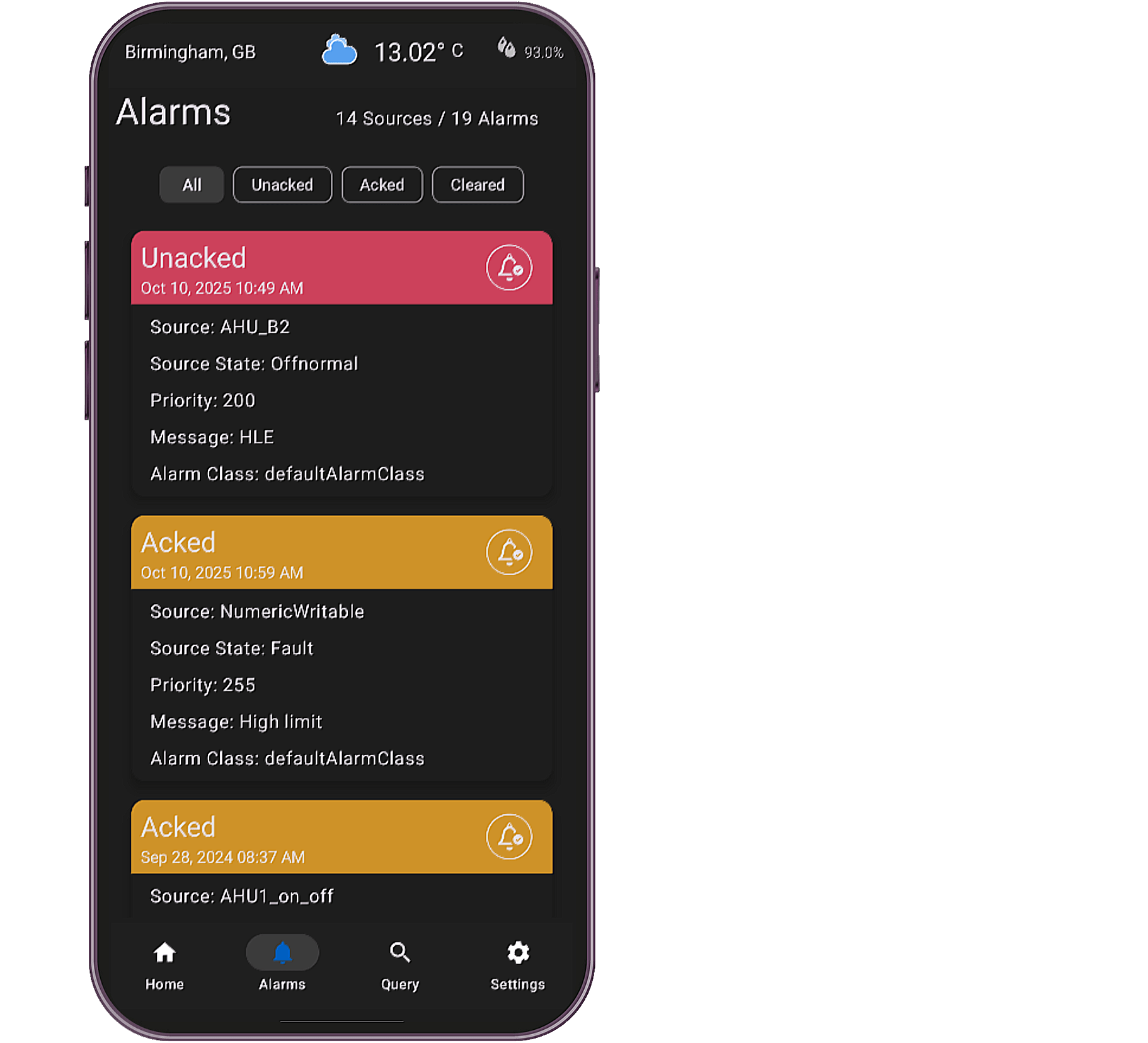tridium alarms